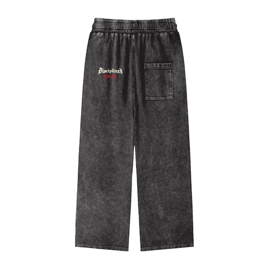 Acid Wash Straight Leg Pants Logo Design